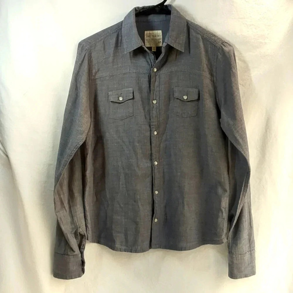 Joe's Jeans "The Shirt" grey long sleeve, pearl button snaps , size M - Picture 1 of 8